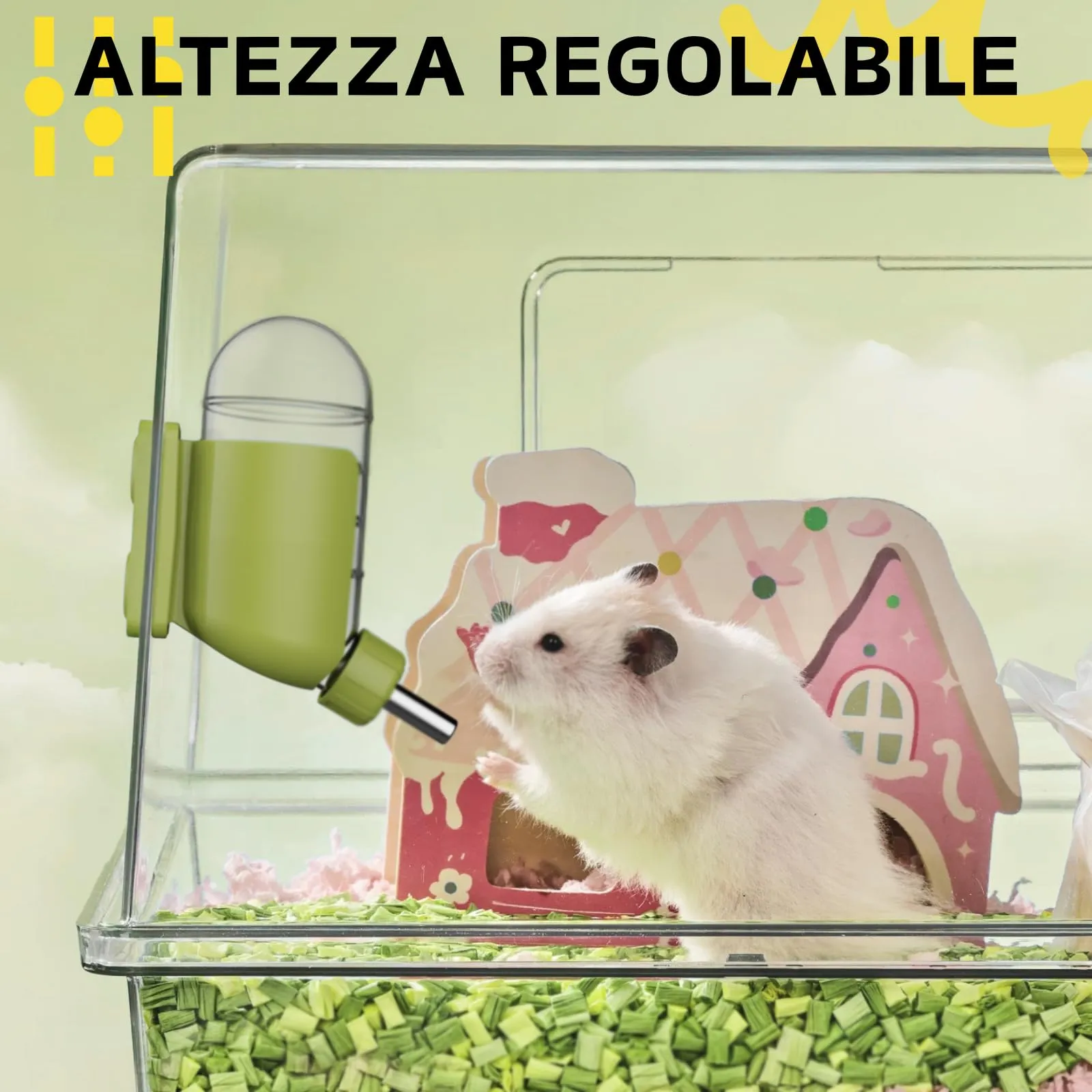 Bottiglia d'acqua per criceto con stent magnetici, supporto per bottiglie d'acqua per vasche in vetro, adatta per criceti siriani nani, gerbilli, topi, ratti, degus - immagine 6