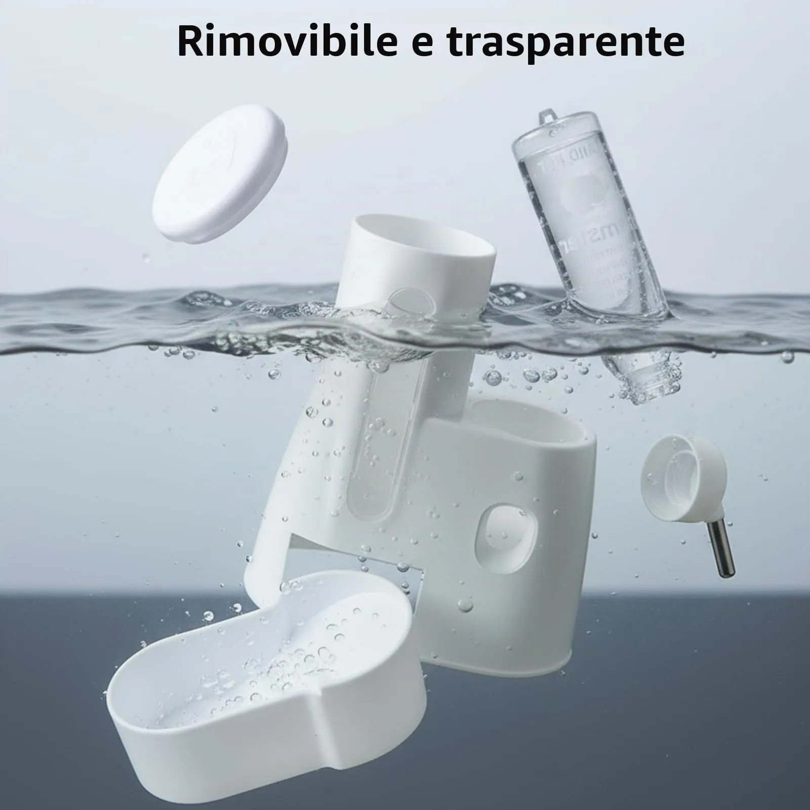 Mangiatoia e Abbeveratoio Automatici per Criceti, 2 In 1, Bottiglia D'acqua Bianca da 125 ml, Adatta per Cincillà, Porcellini D'India, Ratti, Nani, Gerbilli e Altri Piccoli Animali, 13.4x18.8x16.6 cm - immagine 8