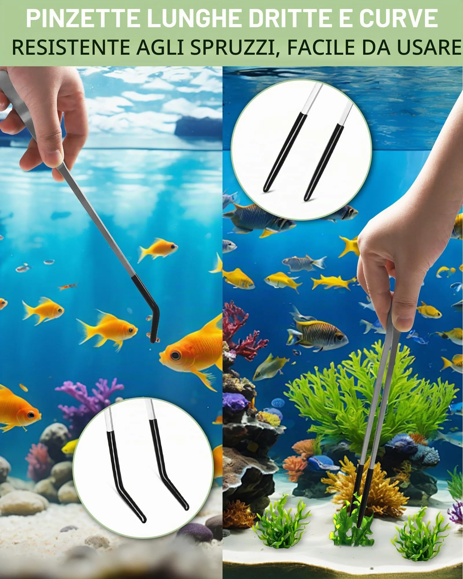 2 Pezzi 27cm Pinzette per rettili Pinzette per acquario in acciaio inox Pinzetta dritta e curva con punta in gomma Pinzette extra lunghe per alimentazione per rettili,piante acquatiche e acquari - immagine 4