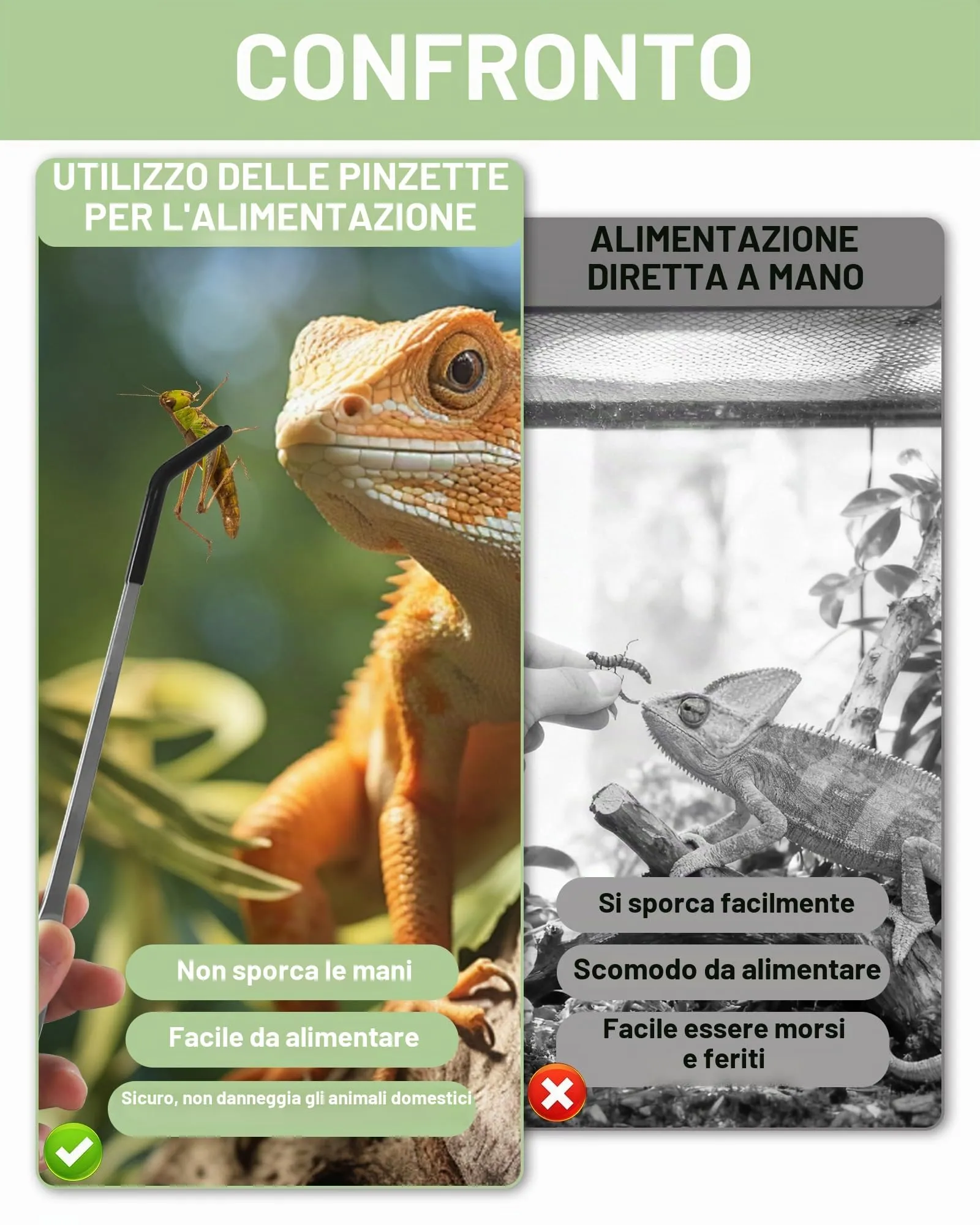 2 Pezzi 27cm Pinzette per rettili Pinzette per acquario in acciaio inox Pinzetta dritta e curva con punta in gomma Pinzette extra lunghe per alimentazione per rettili,piante acquatiche e acquari - immagine 5