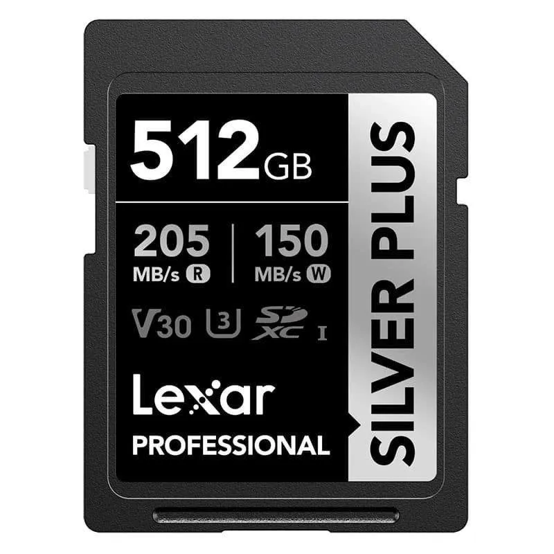 Scheda SD Lexar Silver Plus 512GB UHS-I SDXC V30 205MB/s 150MB/s resistente - immagine 1