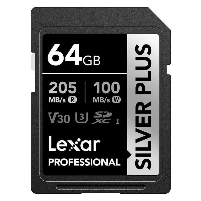 Scheda SD Lexar Silver Plus 64GB SDXC UHS-I 205MB/s V30 U3 Resistente - immagine 1