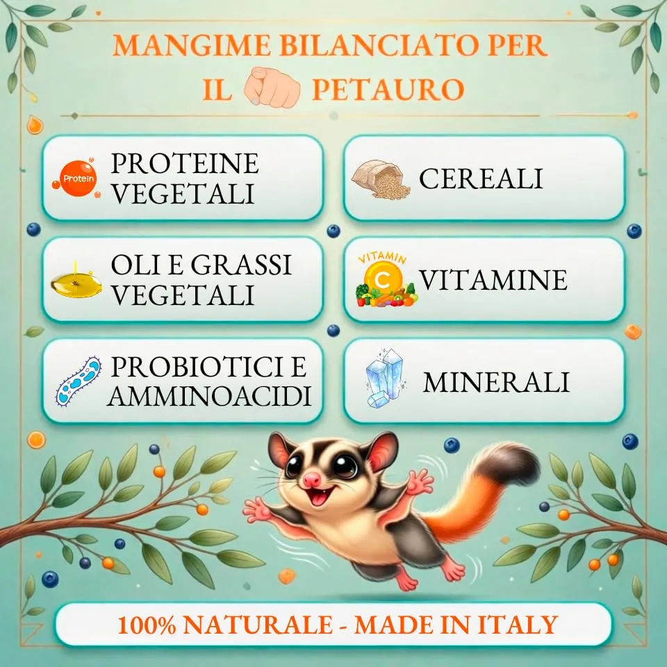 Mangime Petauro dello Zucchero arricchito con Calcio, confezione 1 KG / 2KG / 3KG (2 KG) - immagine 5
