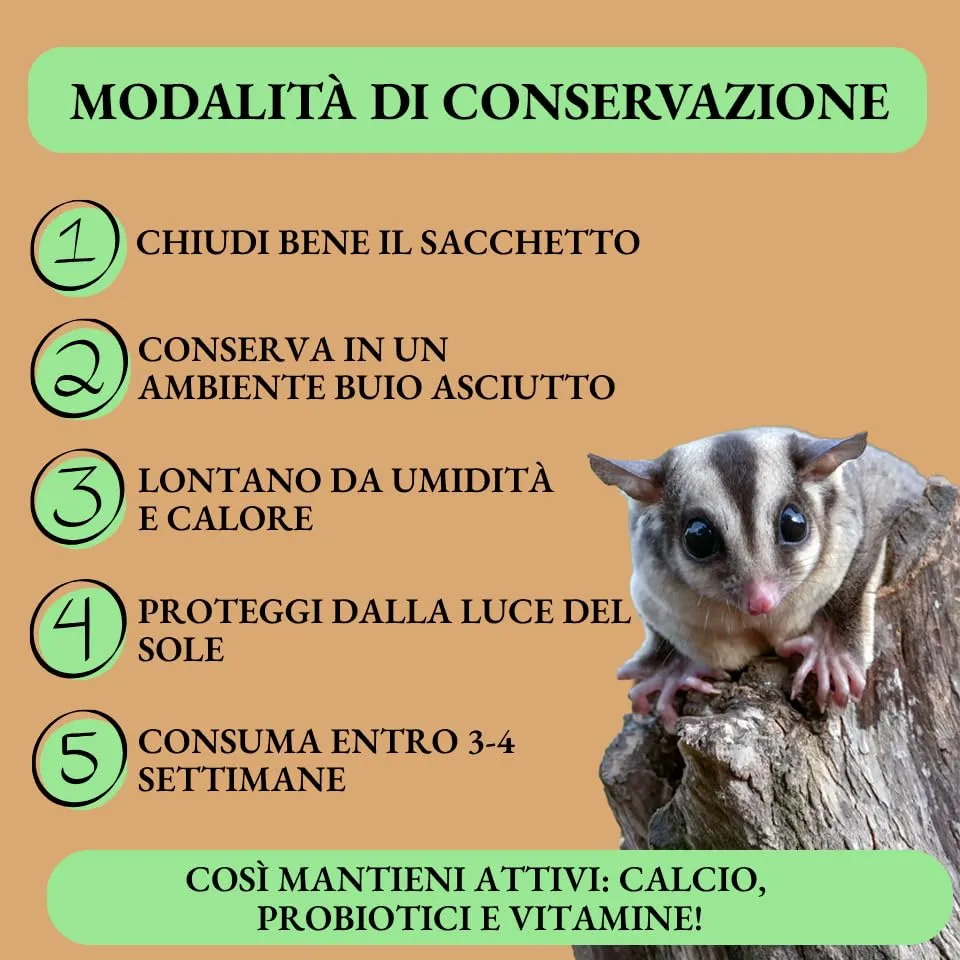 Mangime Petauro dello Zucchero arricchito con Calcio, confezione 1 KG / 2KG / 3KG (2 KG) - immagine 7
