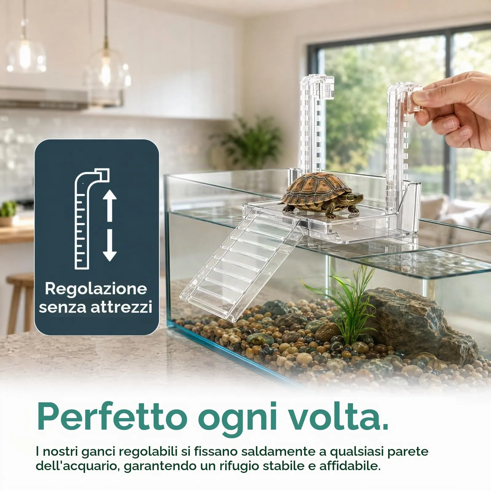 Piattaforma per Vasche per Tartarughe in Acrilico Trasparente, Regolabile - immagine 2