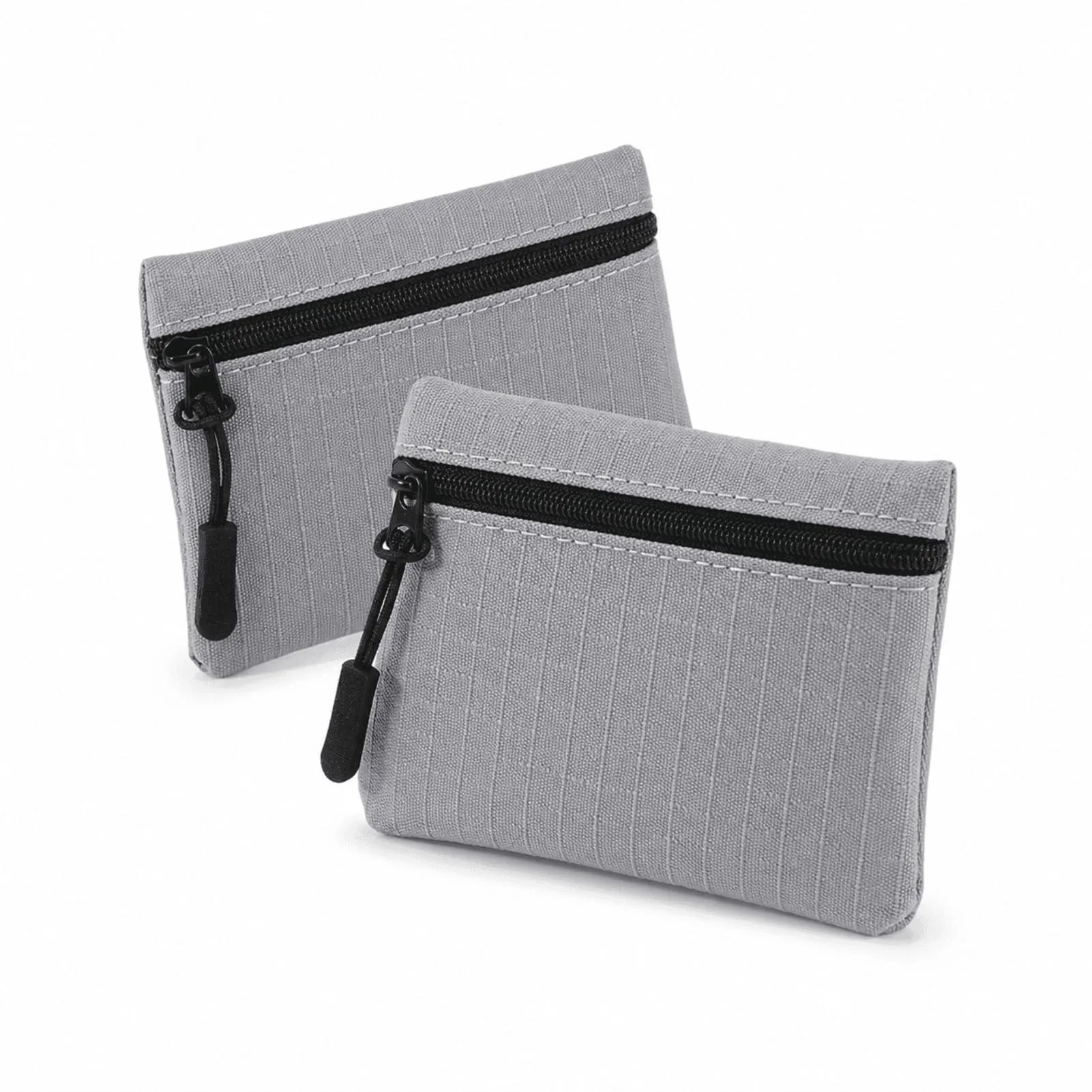 Confezione da 2 portamonete con cerniera in tessuto Oxford, piccole buste portamonete portatili per donne, uomini e bambini,Grigio - immagine 6