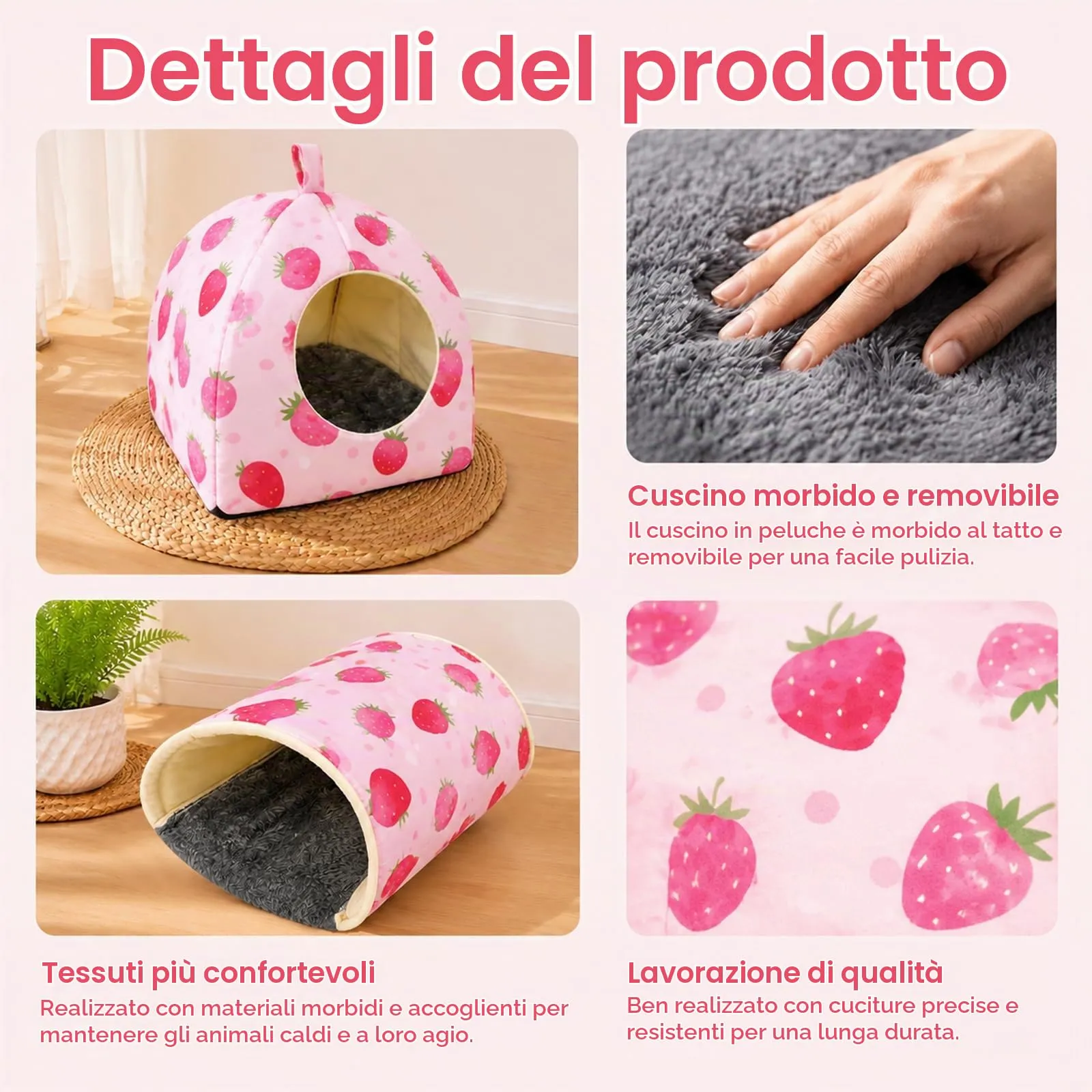 Casetta per porcellini d'India con tunnel per piccoli animali - immagine 3