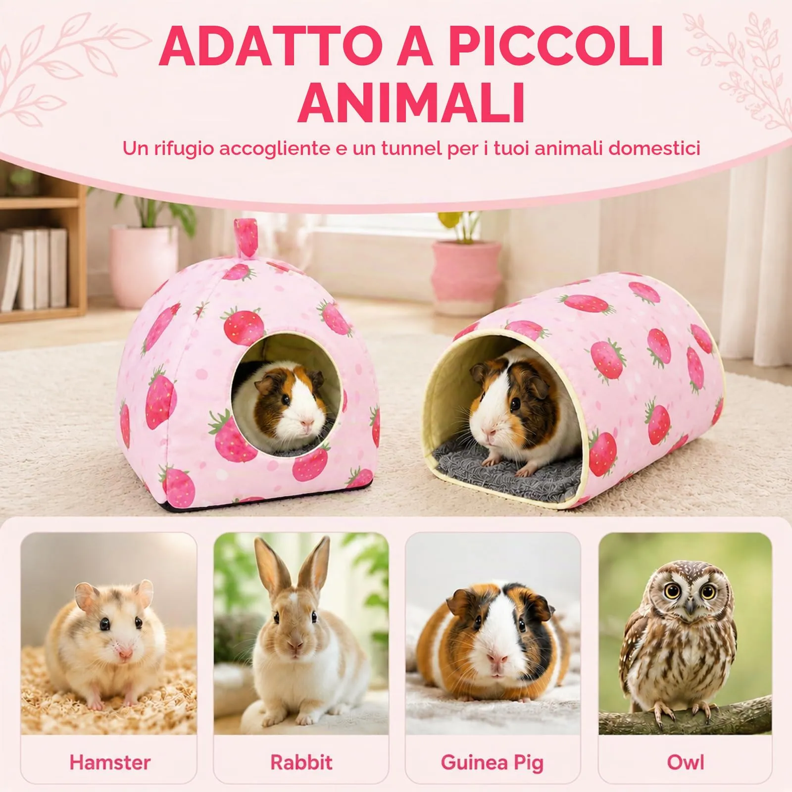 Casetta per porcellini d'India con tunnel per piccoli animali - immagine 6