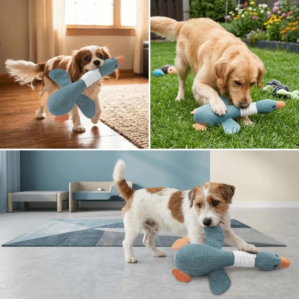 ZUMME Giocattolo da masticare Anatra. 28 * 32cm Peluche per cani, Peluche cigolante, Gioco interattivo per cani, Peluche interattiva da coccolare, per cani di taglia piccola, media e grande (Blu) - immagine 7