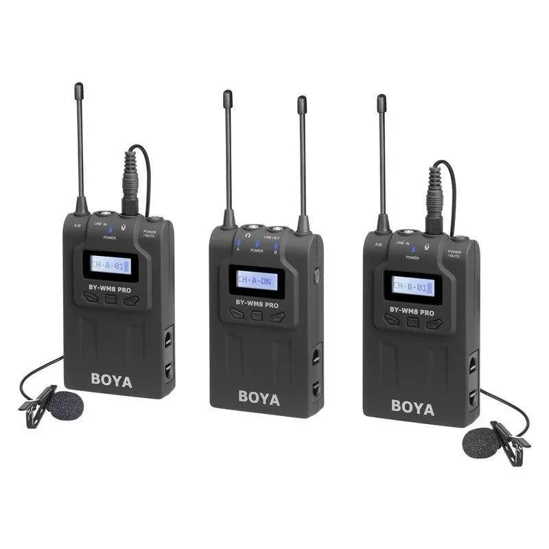 Microfono BOYA BY-WM8 Pro-K2 UHF wireless omnidirezionale con doppio trasmettitore - immagine 1