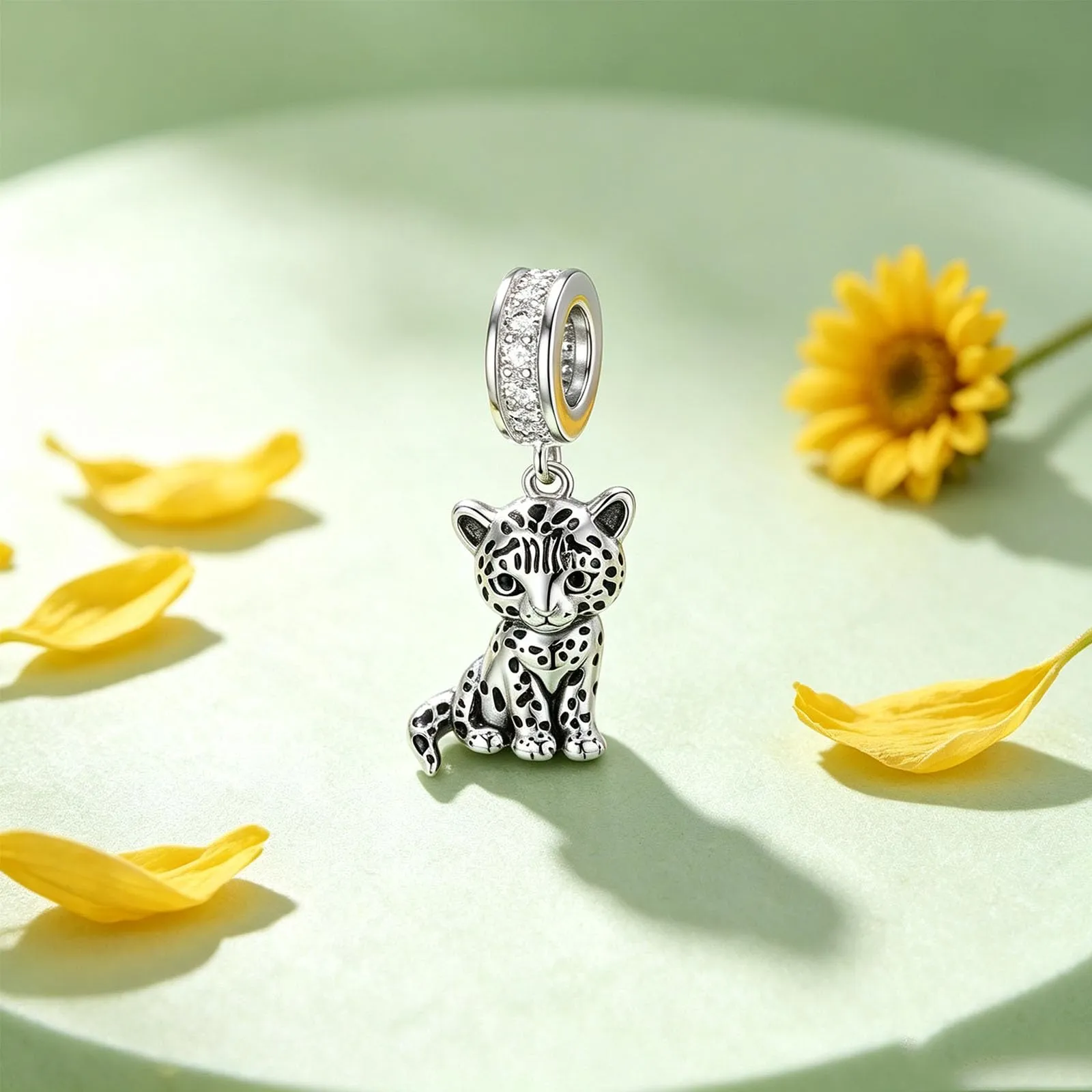 ROMANTICWORK Argento Sterling 925 koala/maialino/gatto/colibrari/bovino/manzo/leone/volpe/scimmia/teschio/tigre/panda rosso per braccialetti animali gioielli da donna, 15.8mm*10.1mm, Argento sterling - immagine 3