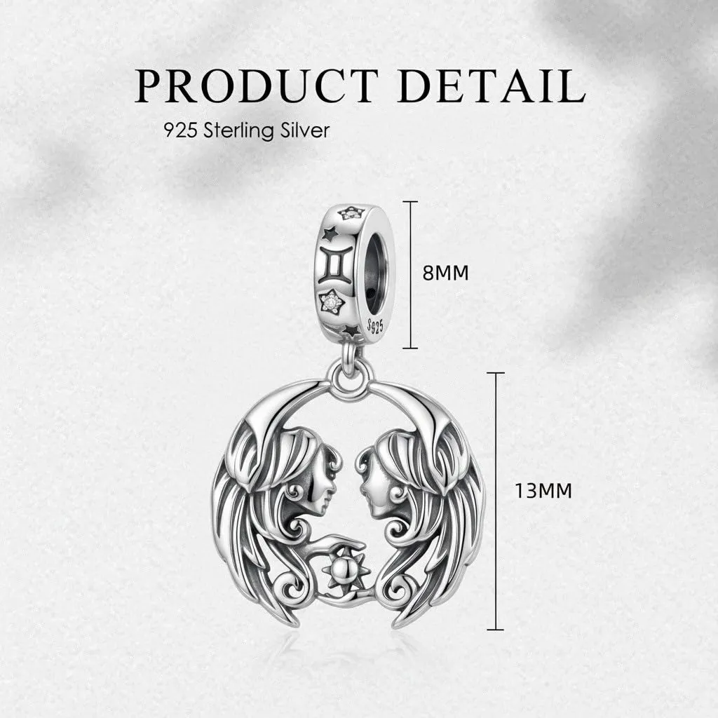 ROMANTICWORK Argento Sterling 925 koala/maialino/gatto/colibrari/bovino/manzo/leone/volpe/scimmia/teschio/tigre/panda rosso per braccialetti animali gioielli da donna, 13*8mm, Argento sterling - immagine 5