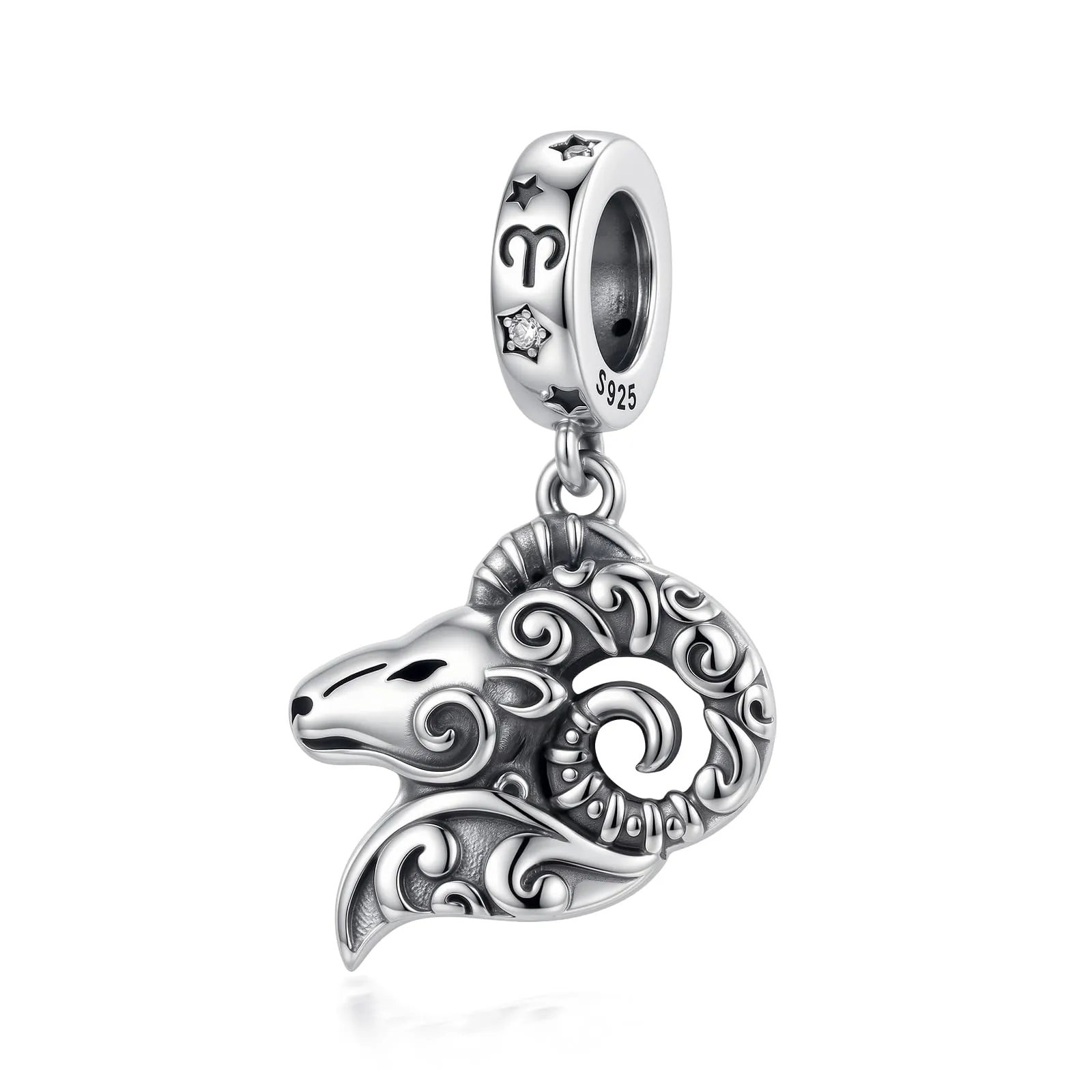 ROMANTICWORK Argento Sterling 925 koala/maialino/gatto/colibrari/bovino/manzo/leone/volpe/scimmia/teschio/tigre/panda rosso per braccialetti animali gioielli da donna, 13*8mm, Argento sterling - immagine 1