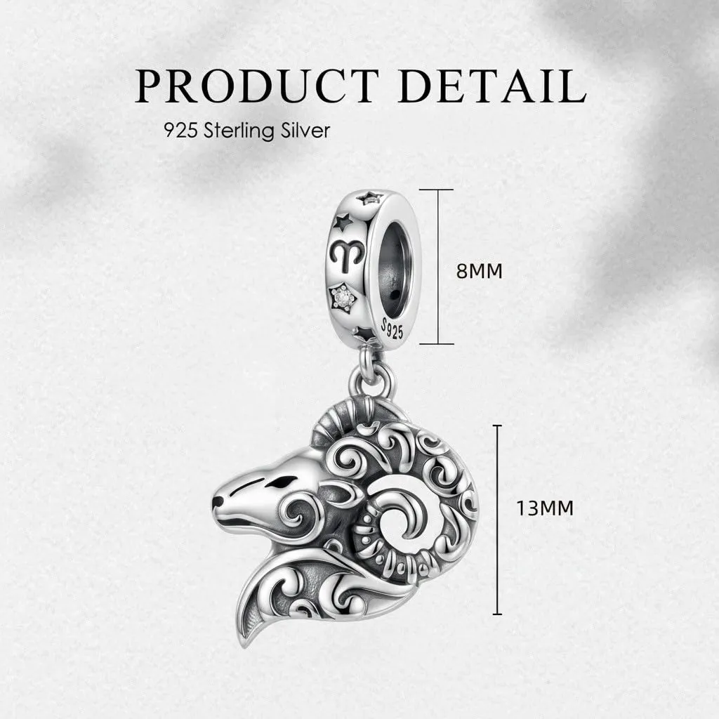 ROMANTICWORK Argento Sterling 925 koala/maialino/gatto/colibrari/bovino/manzo/leone/volpe/scimmia/teschio/tigre/panda rosso per braccialetti animali gioielli da donna, 13*8mm, Argento sterling - immagine 5