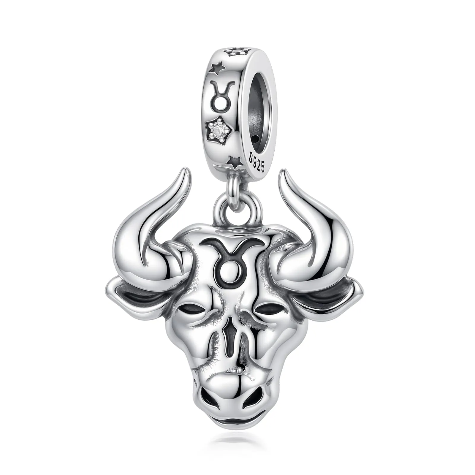 ROMANTICWORK Argento Sterling 925 koala/maialino/gatto/colibrari/bovino/manzo/leone/volpe/scimmia/teschio/tigre/panda rosso per braccialetti animali gioielli da donna, 13*8mm, Argento sterling - immagine 1
