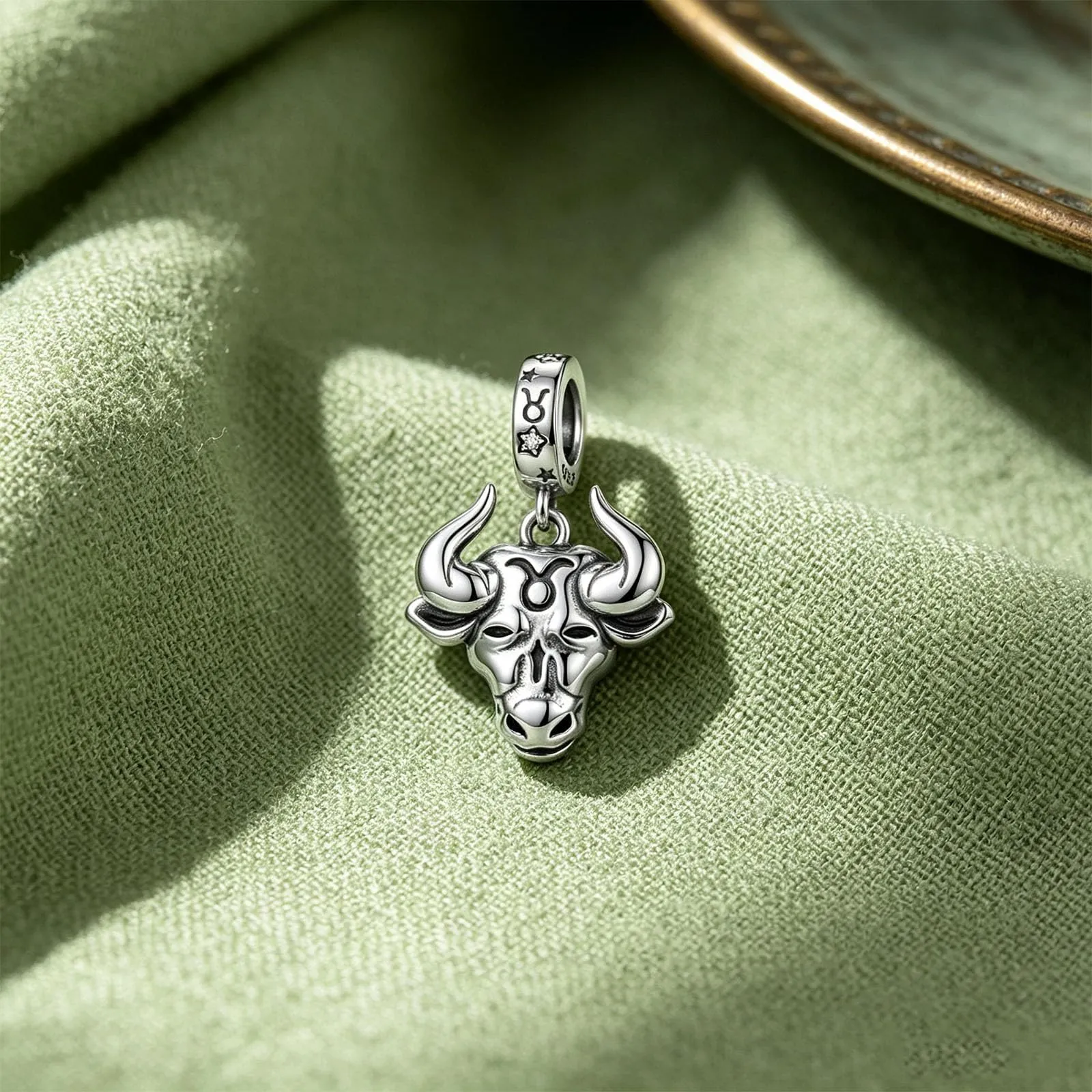 ROMANTICWORK Argento Sterling 925 koala/maialino/gatto/colibrari/bovino/manzo/leone/volpe/scimmia/teschio/tigre/panda rosso per braccialetti animali gioielli da donna, 13*8mm, Argento sterling - immagine 2