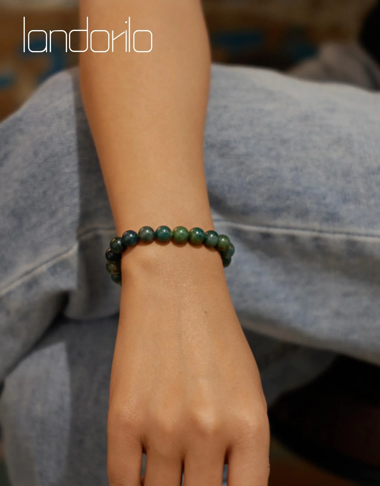Landorilo Bracciale in Pietre Naturale per Donna Uomo, Agata Muschiata - immagine 3