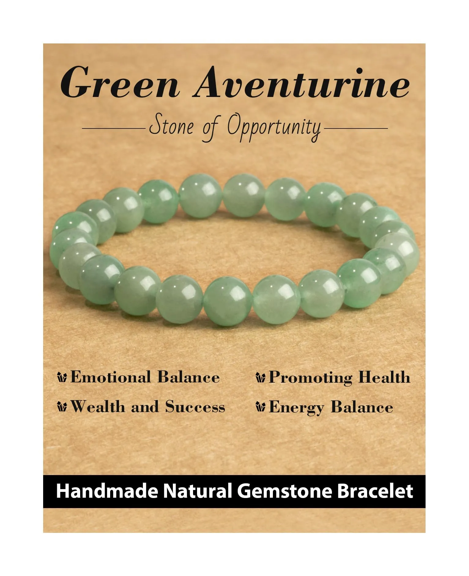 Landorilo Bracciale in Pietre Naturale per Donna Uomo, Avventurina Verde - immagine 1
