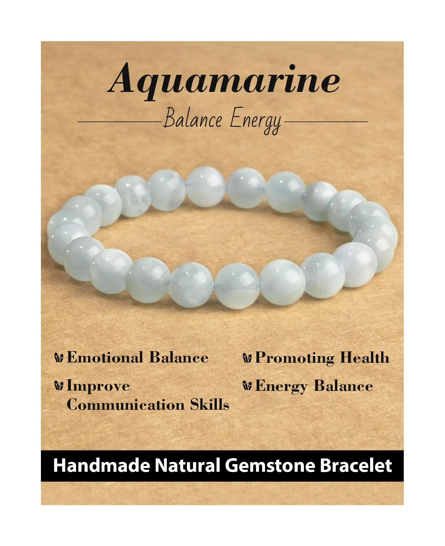 Landorilo Bracciale in Pietre Naturale per Donna Uomo, Acquamarina - immagine 1