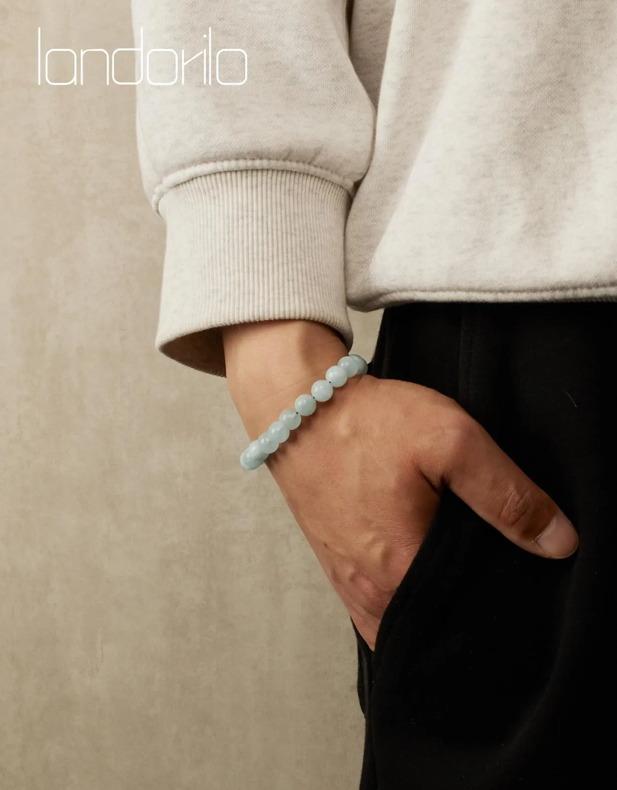 Landorilo Bracciale in Pietre Naturale per Donna Uomo, Acquamarina - immagine 2