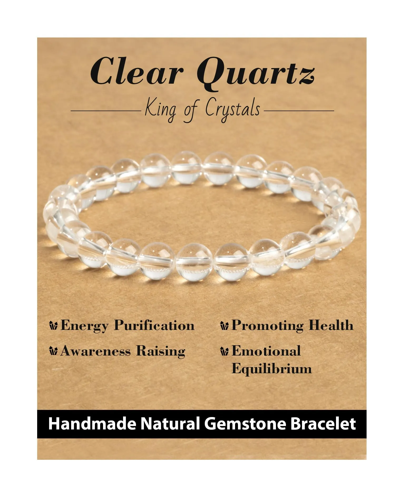 Landorilo Bracciale in Pietre Naturale per Donna Uomo, Quarzo Bianco - immagine 1