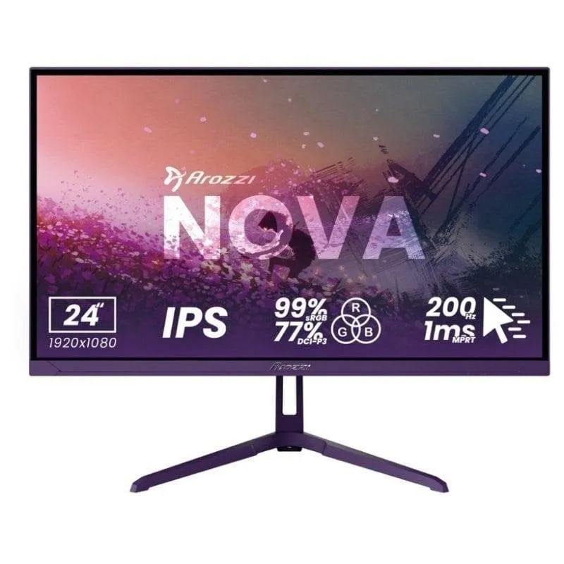 Monitor PC Arozzi Nova 24" FullHD 200Hz IPS 1ms Altoparlanti Viola - immagine 1