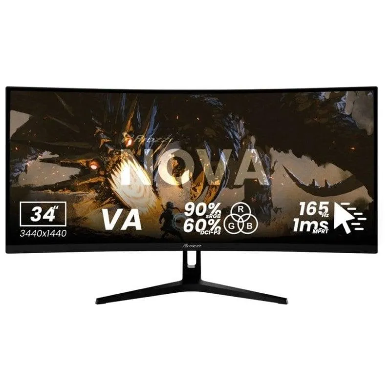Monitor PC Arozzi Nova 34" UltraWide QHD 165Hz VA Curvo HDR 1ms Altoparlanti - immagine 1