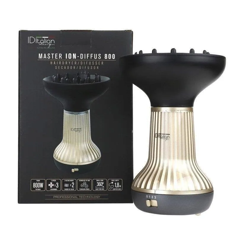 Phon con Diffusore Italian Design MASTER ION-DIFUSS 800W 3 Temperature 3 Velocità HairCare Verticale Ergonomico - immagine 1