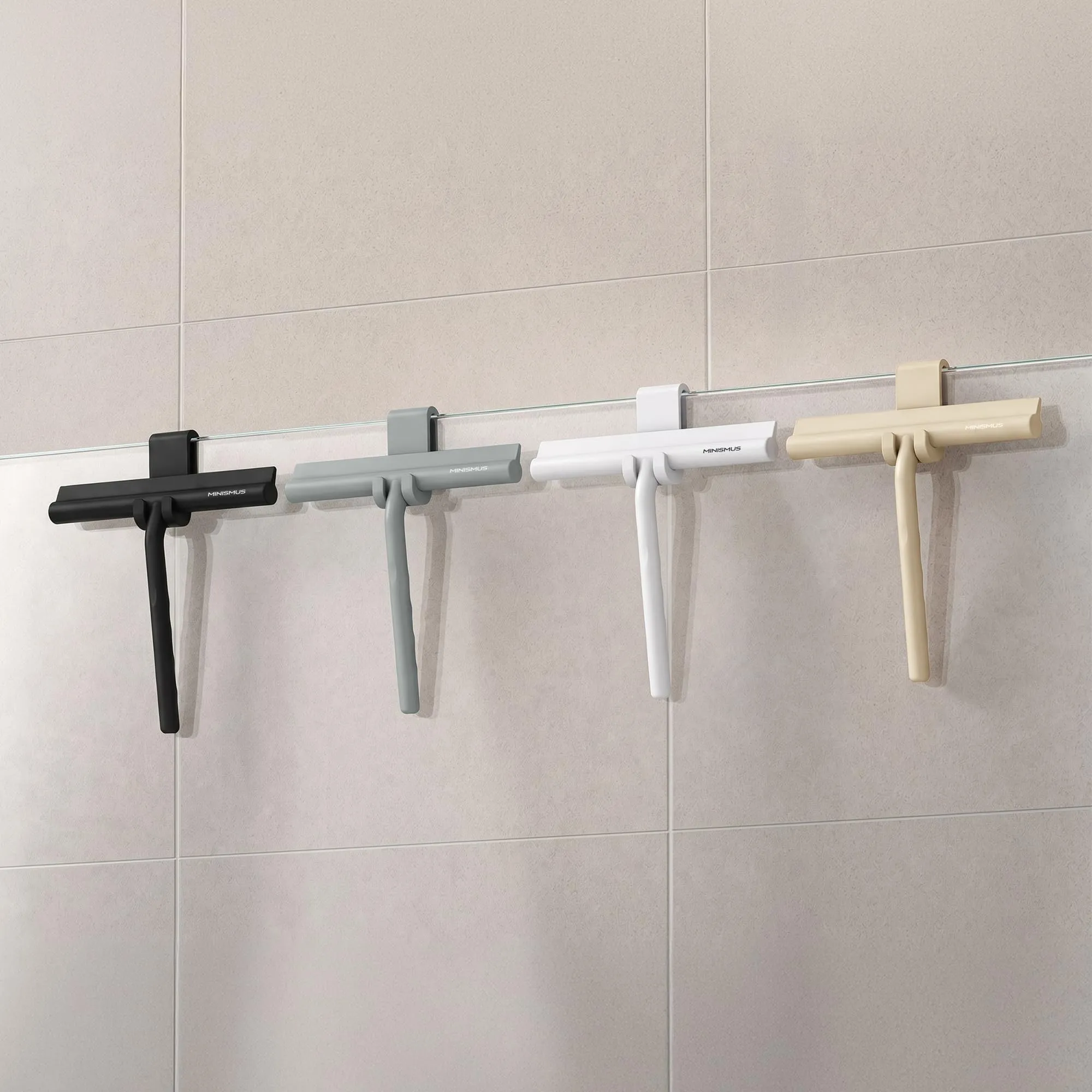 Minismus Tergivetro Doccia con Gancio, Pulisci Vetri Silicone, 21cm, Beige - immagine 3
