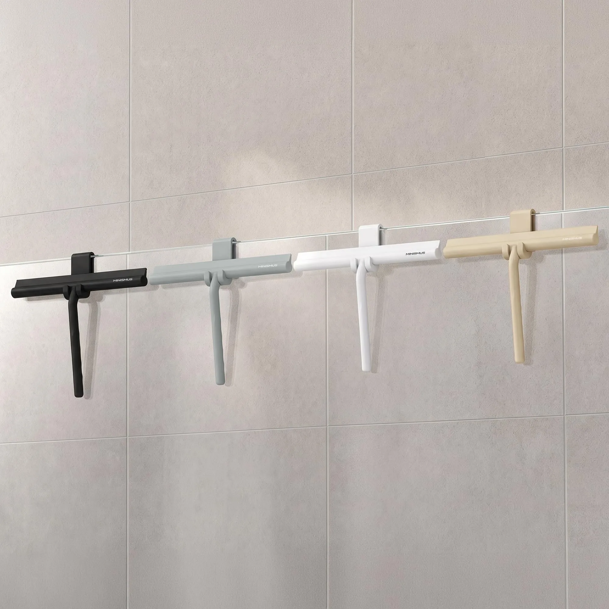 Minismus Tergivetro Doccia con Gancio, Pulisci Vetri Silicone, 28cm, Beige - immagine 3