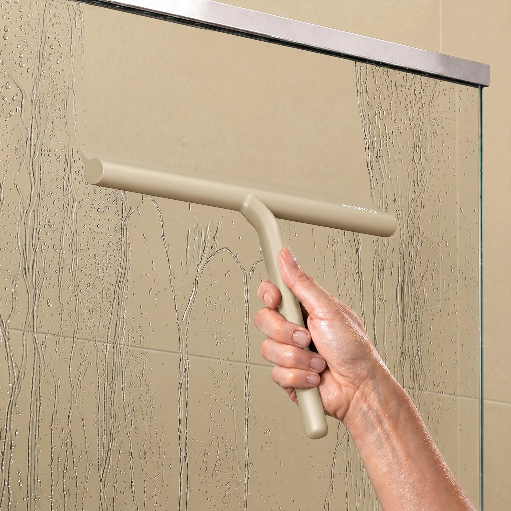 Minismus Tergivetro Doccia con Gancio, Pulisci Vetri Silicone, 28cm, Beige - immagine 7