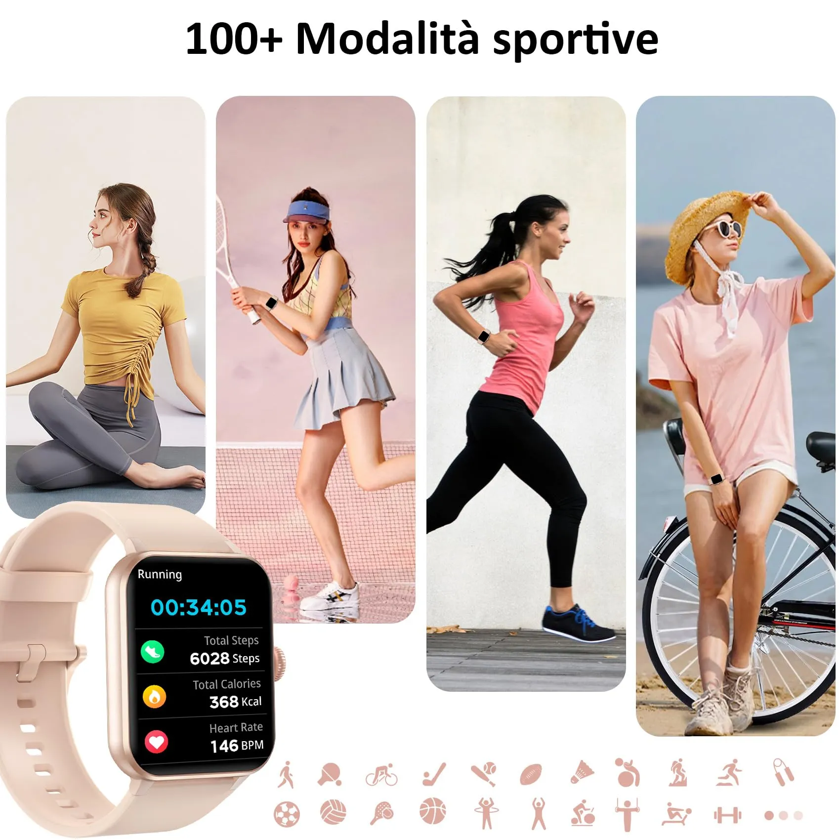 Blackview Smartwatch Uomo Donna, Effettua e Rispondi alle Chiamate,1,85'' Orologio Intelligente Fitness,Cardiofrequenzimetro, Monitoraggio del Sonno, Calcolatori per Android/iOS - immagine 4