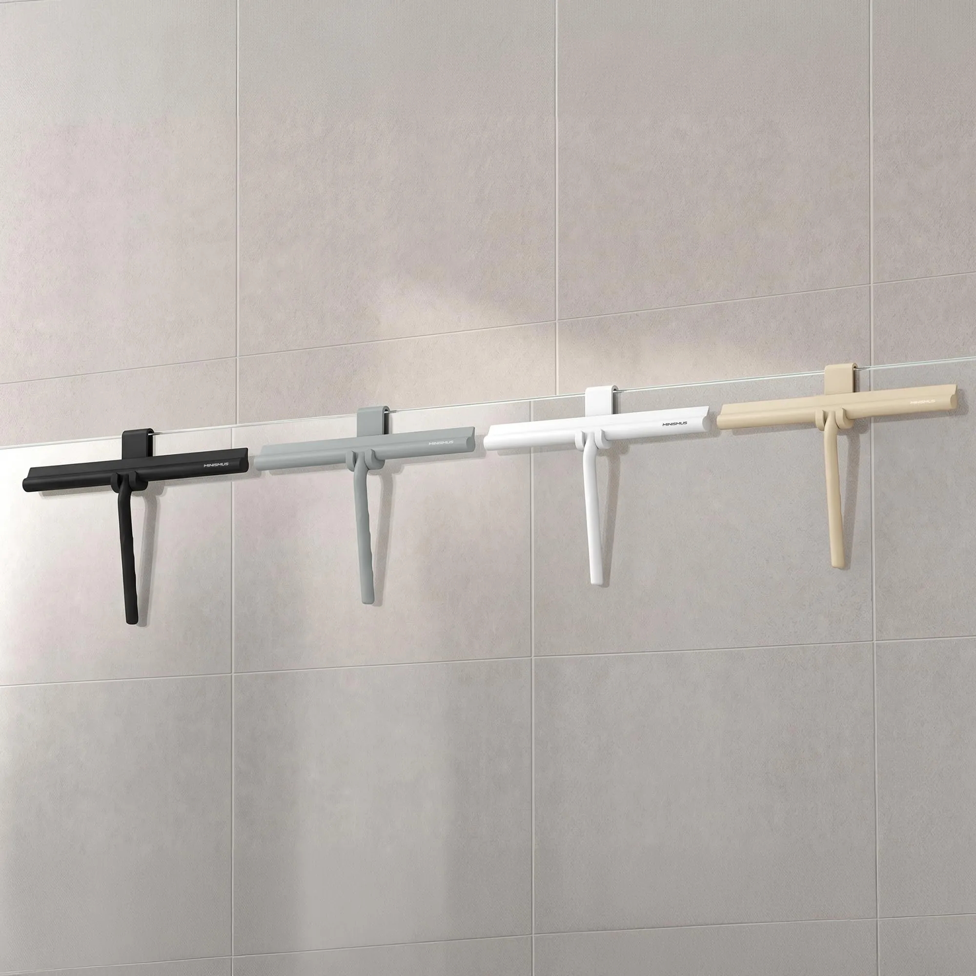 Minismus Tergivetro Doccia con Gancio, Pulisci Vetri Silicone, 33cm, Beige - immagine 3