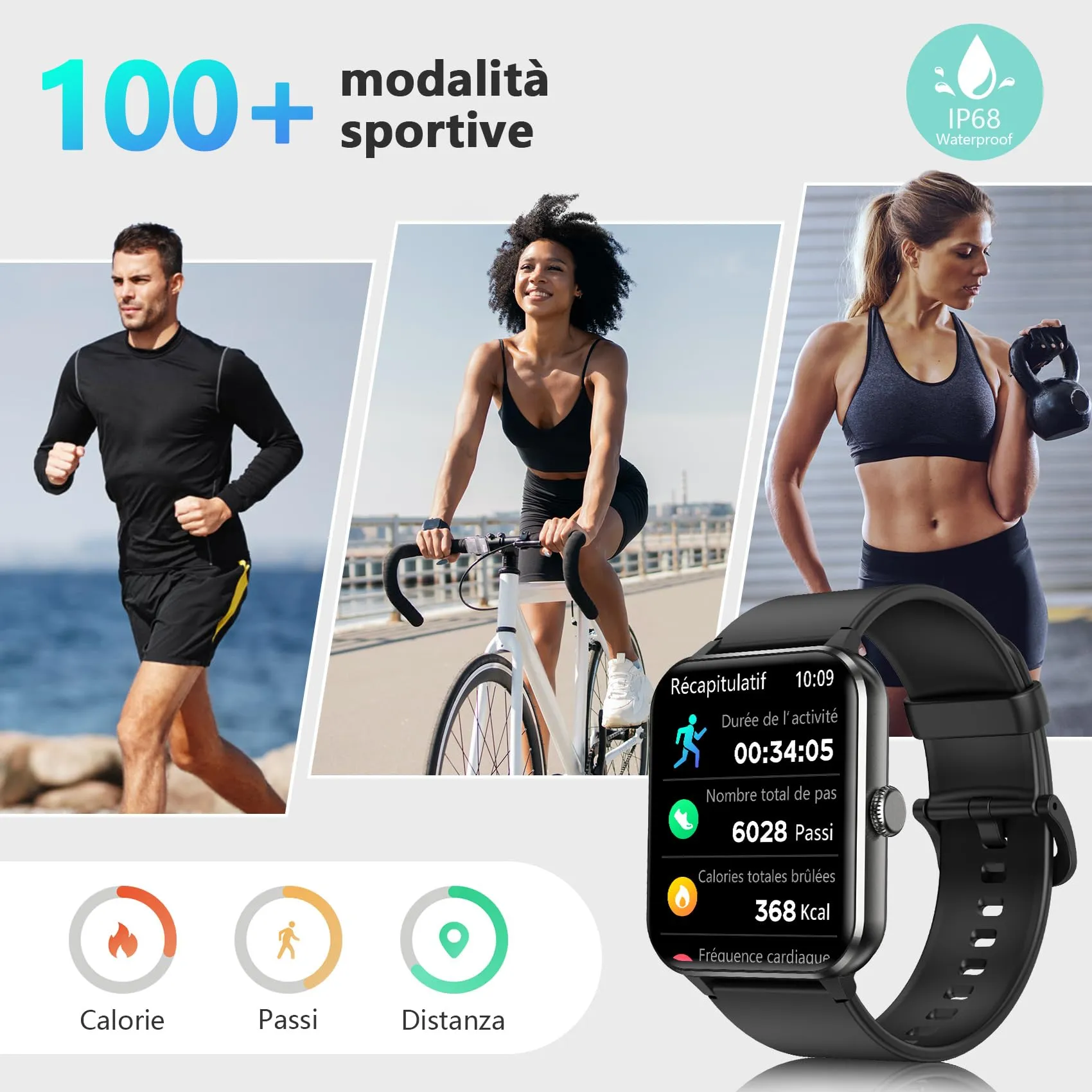 Blackview Smartwatch Uomo Donna, Effettua e Rispondi alle Chiamate,1,85'' Orologio Intelligente 100+ Modalità Sportive/Sonno/Cardiofrequenzimetro/SpO2 per Android IOS - immagine 4