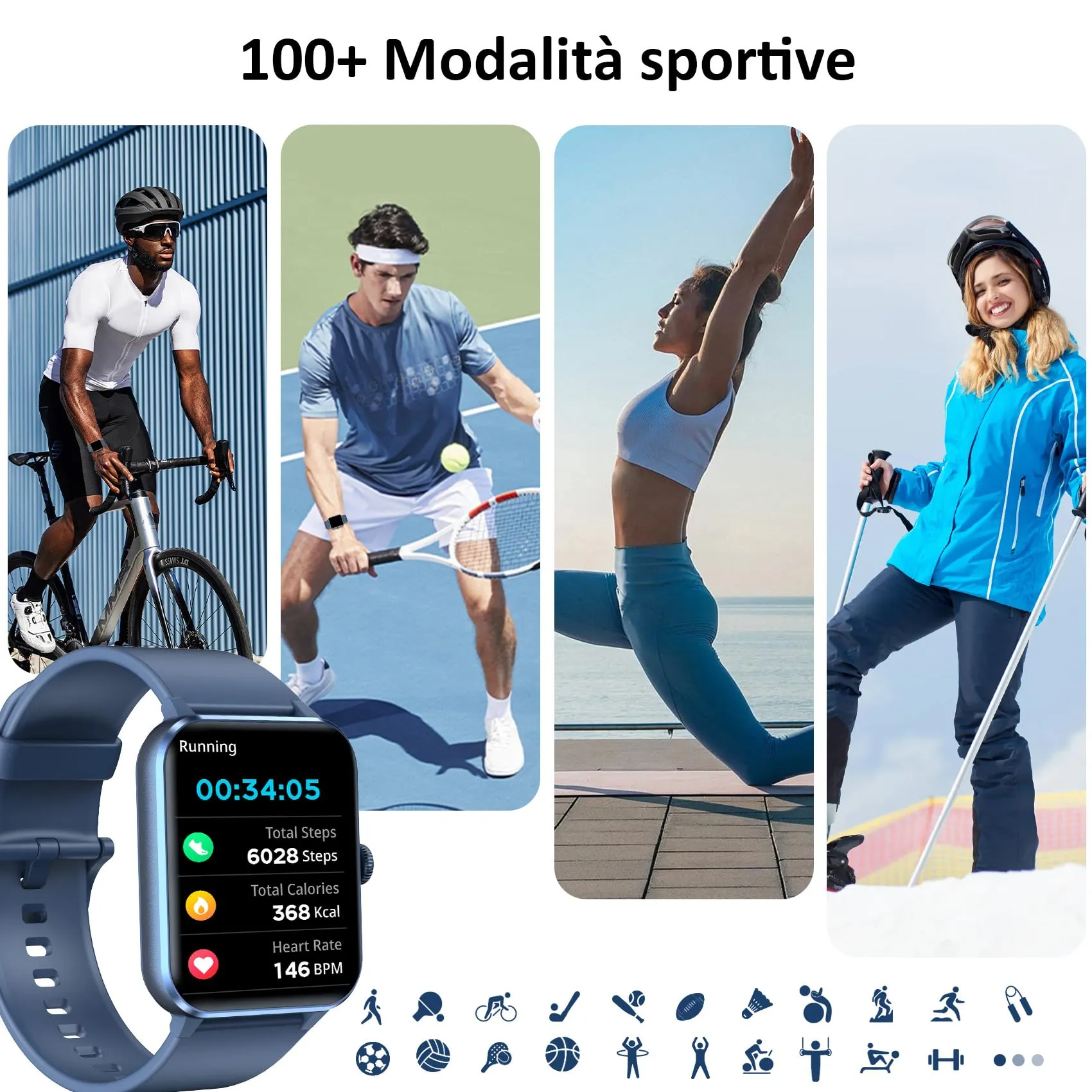 Blackview Smartwatch Uomo Donna, Effettua e Rispondi alle Chiamate,1,85'' Orologio Intelligente Fitness,Cardiofrequenzimetro, Monitoraggio del Sonno, Calcolatori per Android/iOS - immagine 4