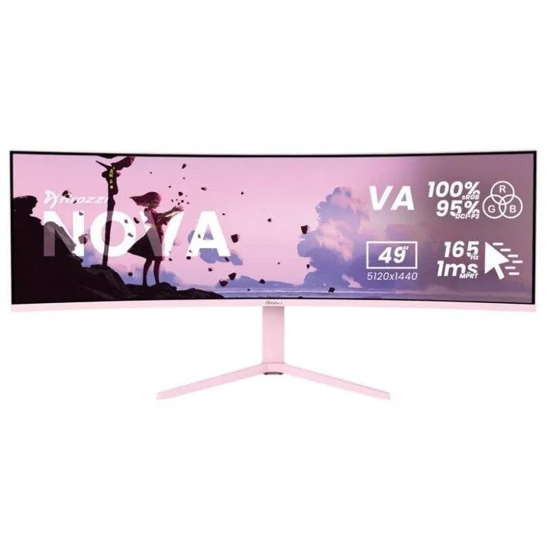 Monitor PC Arozzi Nova 49" Dual QHD 165Hz VA Curvo 4ms Regolabile Rosa - immagine 1