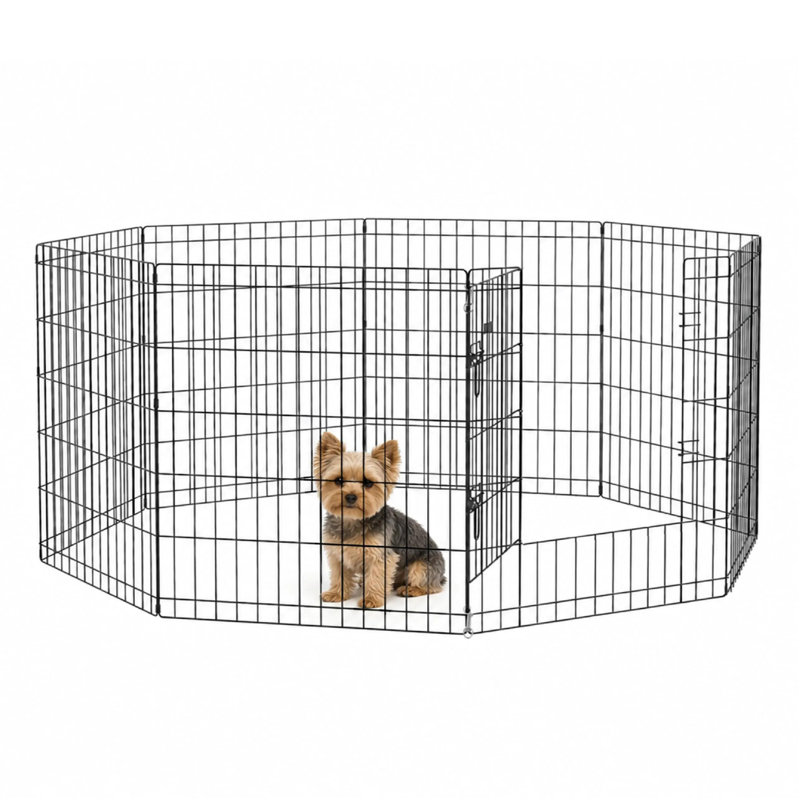 Baroni Home Recinto per Cani a 8 Pannelli in Metallo, Box Modulare per Animali con Porta Integrata, Recinzione per Interno ed Esterno, Montaggio Senza Attrezzi, 76x60cm - immagine 1