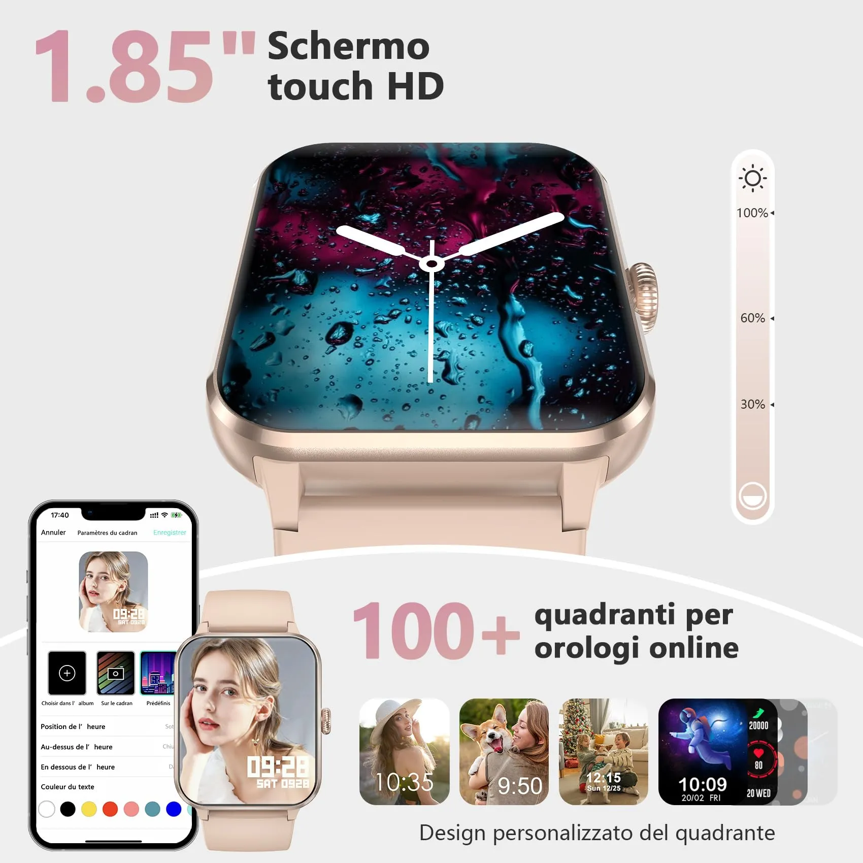 Blackview Smartwatch Uomo Donna, Effettua e Rispondi alle Chiamate,1,85'' Orologio Intelligente 100+ Modalità Sportive/Sonno/Cardiofrequenzimetro/SpO2 per Android IOS - immagine 6