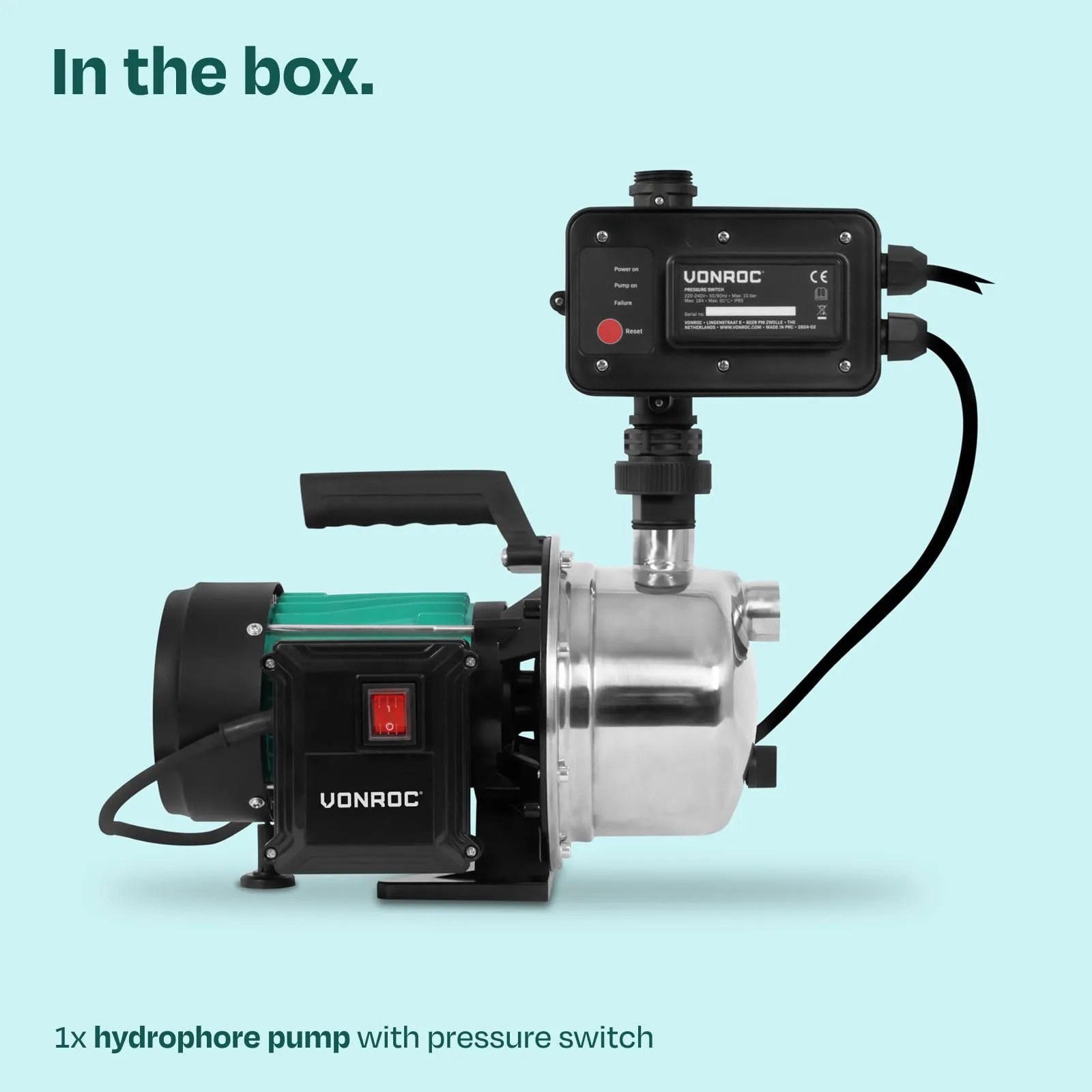 VONROC Pompa idrofora autoadescente 1300W | 5000 l/h | - immagine 6