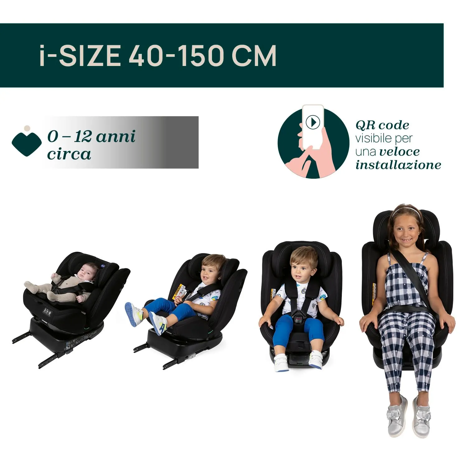 Chicco Unico Evo I-Size, Seggiolino Auto 0-36 Kg, omologato ECE R129/03, Isofix Girevole A 360° E Reclinabile, Gruppo 0+/1/2/3 Da 0 A 12 Anni - immagine 4