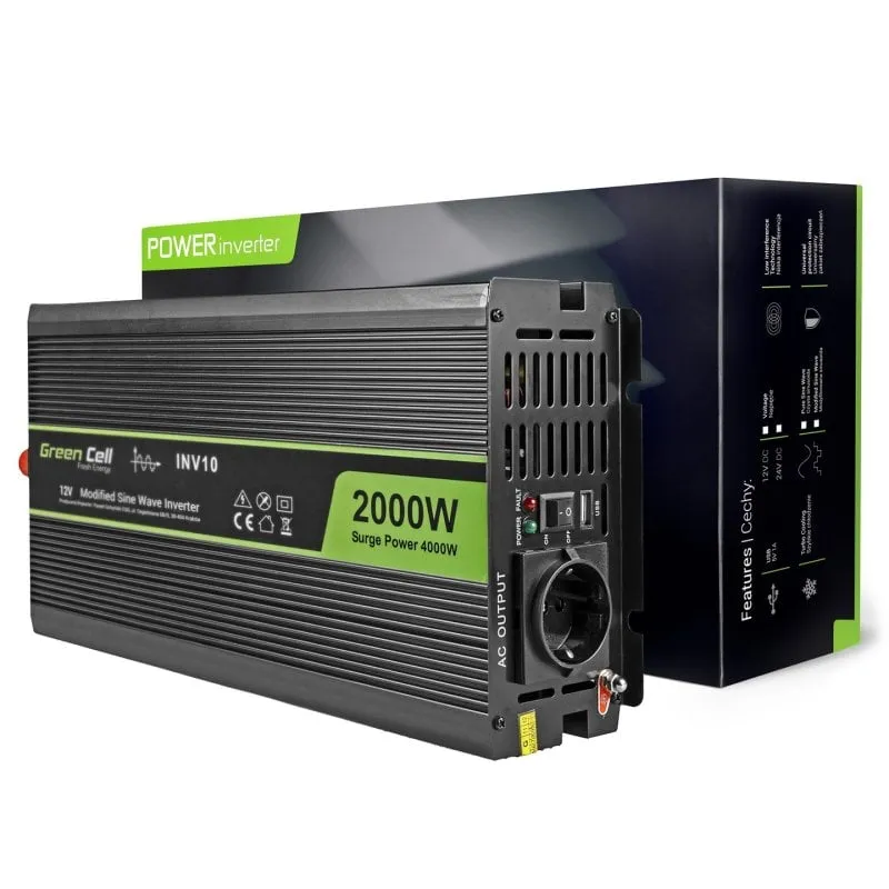 Adattatore/inverter di alimentazione Green Cell Inv10 Auto 2000W nero - immagine 1