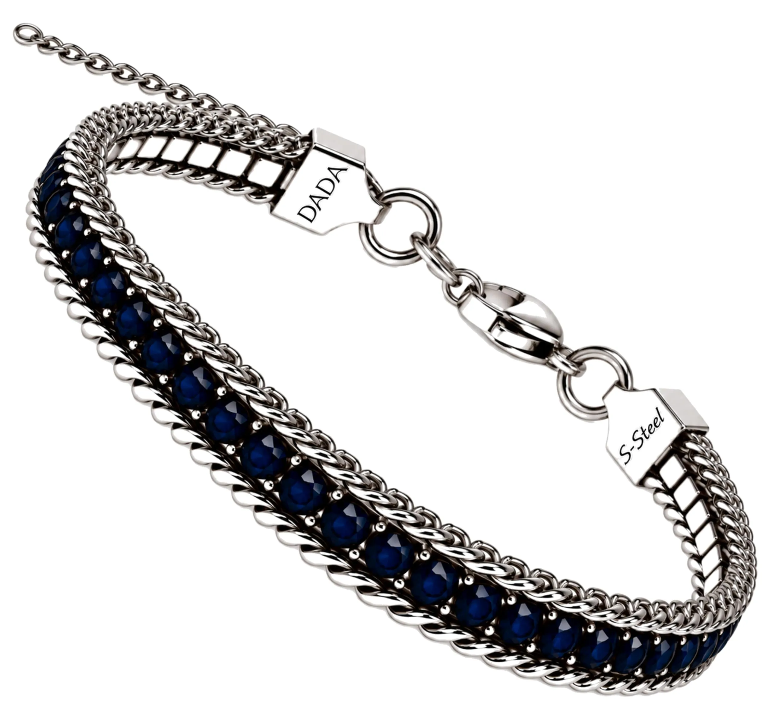 Dada Gioielli Bracciale Tennis e Grumetta Acciaio Inossidabile (Deep Blue) - immagine 1