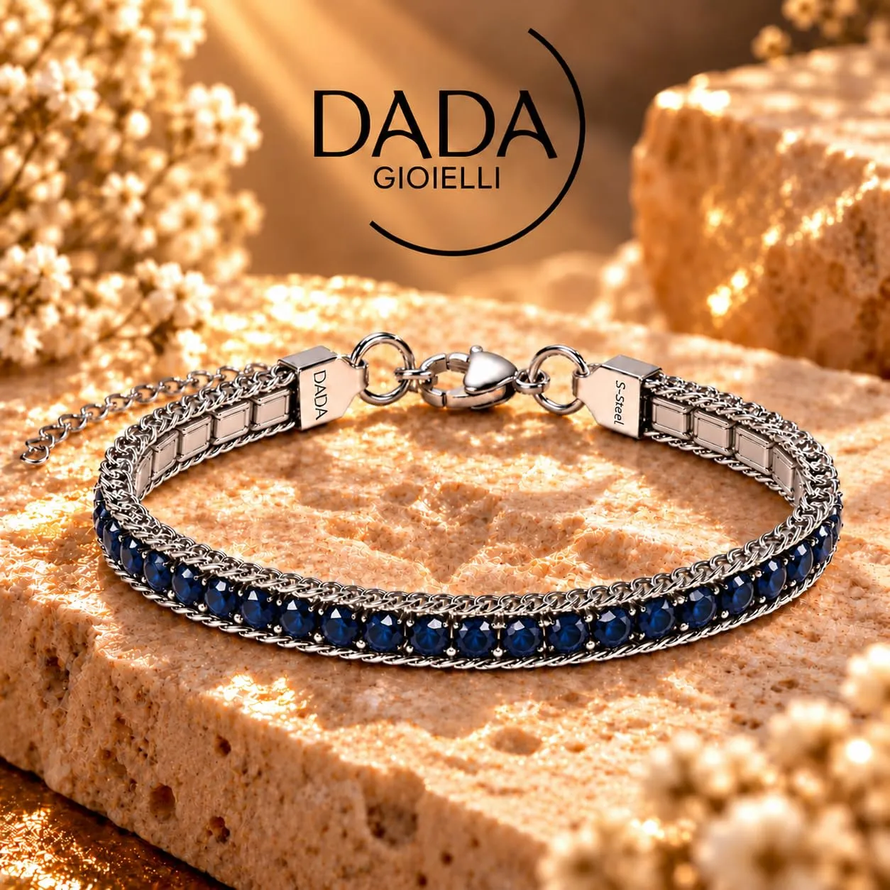 Dada Gioielli Bracciale Tennis e Grumetta Acciaio Inossidabile (Deep Blue) - immagine 3