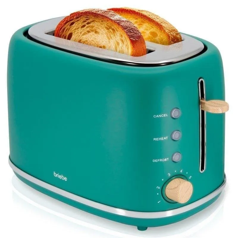 Tostapane Briebe TA1166GRE Nordic 2 fessure larghe 870 W 6 livelli verde opaco - immagine 1