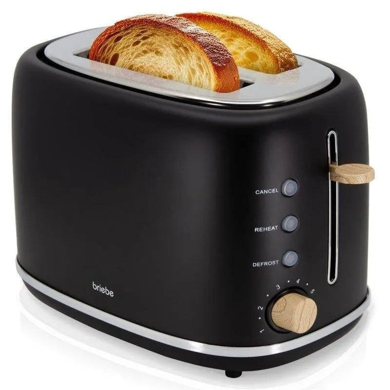 Tostapane Briebe TA1166BLK Nordic 2 Fessure Larghe 870W 6 Livelli Nero - immagine 1
