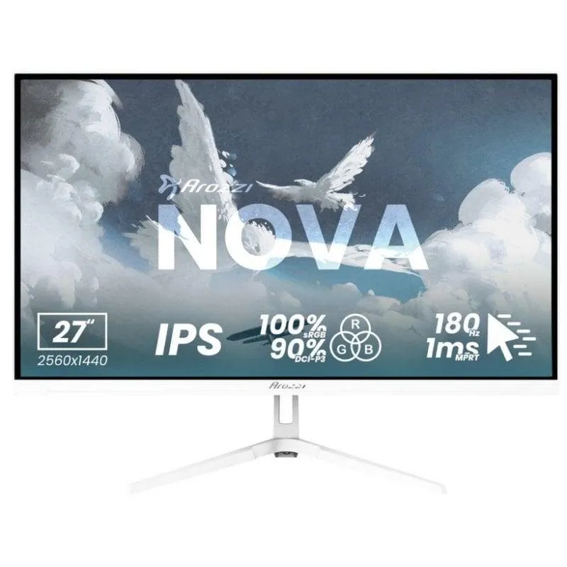 Monitor PC Arozzi Nova 27" QHD 180Hz IPS Bianco Gaming HDR FreeSync G-SYNC 1ms - immagine 1