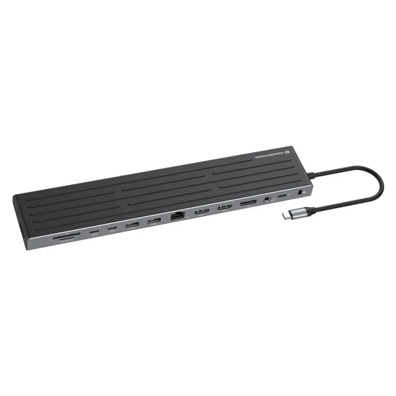 Docking Station Conceptronic DONN32B USB-C 100W HDMI 4K DP RJ45 MicroSD - immagine 1