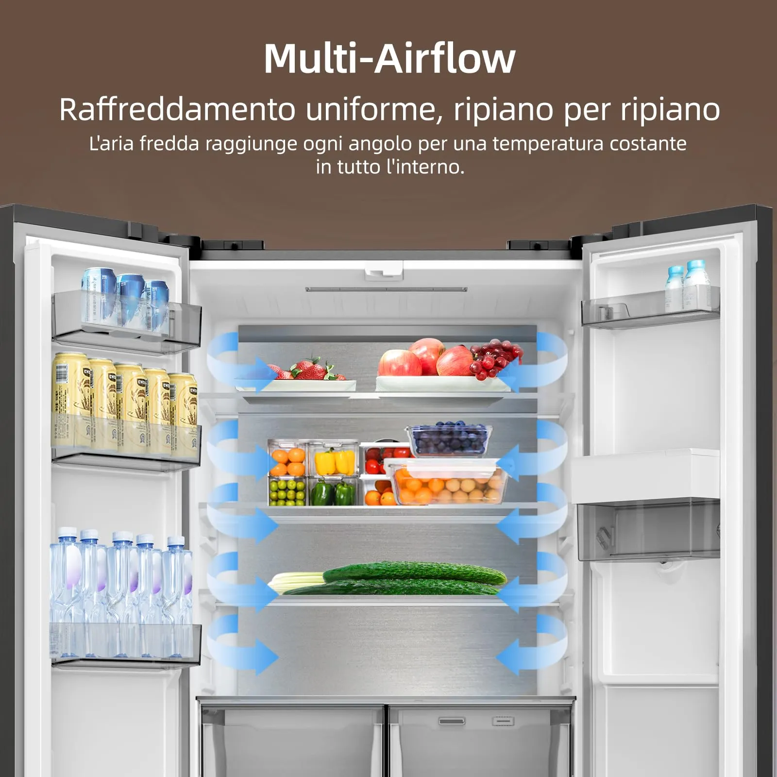 CHiQ Frigorifero Americano Door 458L con Dispenser Acqua 2,5L&No Frost Nero - immagine 9