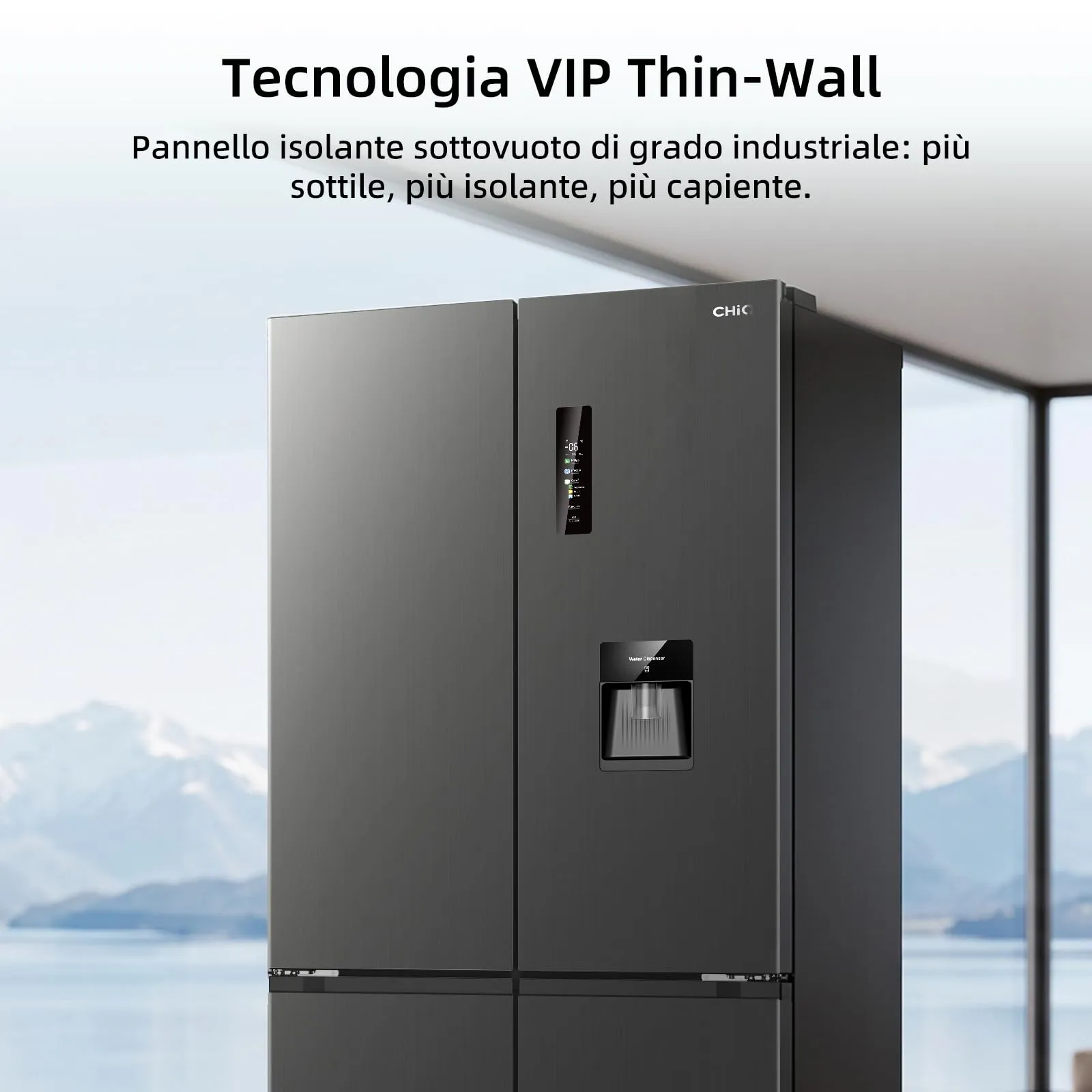 CHiQ Frigorifero Americano Door 458L con Dispenser Acqua 2,5L&No Frost Nero - immagine 12