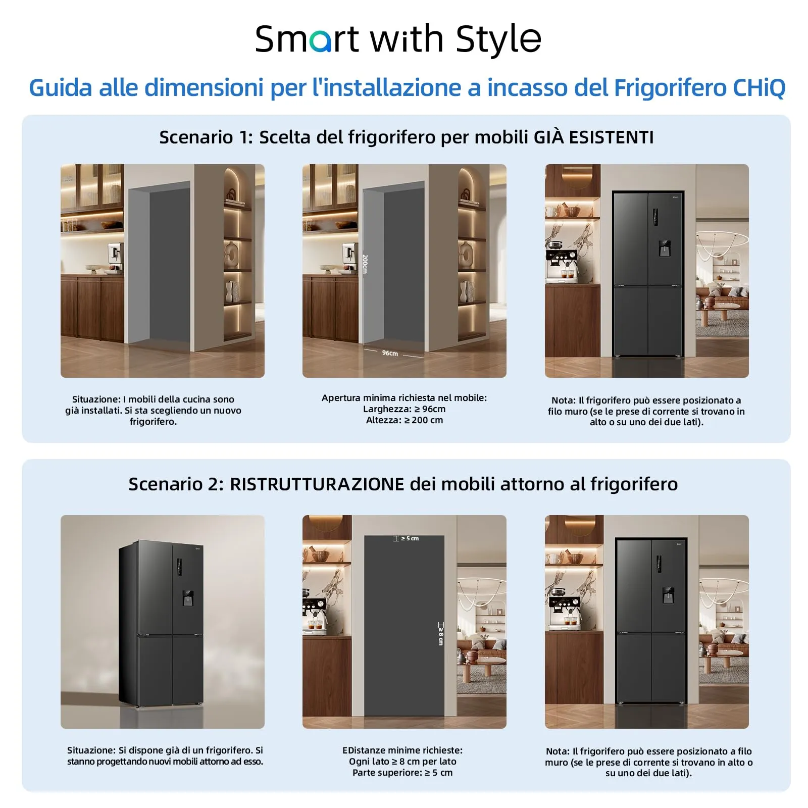CHiQ Frigorifero Americano Door 458L con Dispenser Acqua 2,5L&No Frost Nero - immagine 13